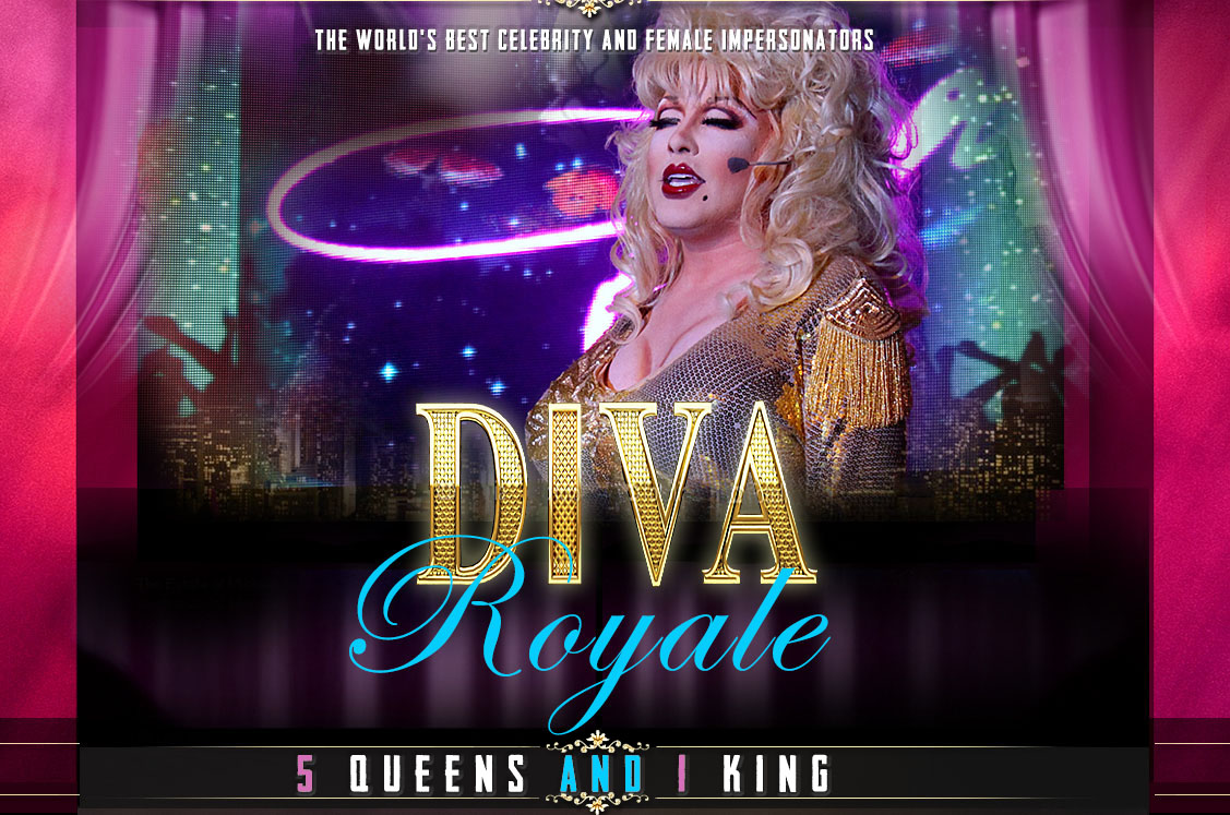 drag banner with dolly parton drag queen in Reno